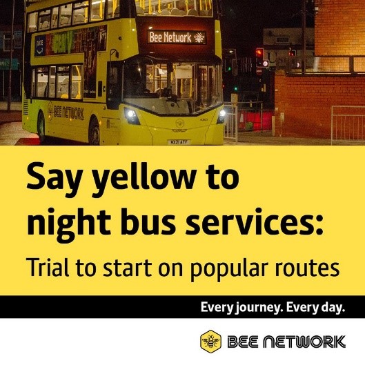 🚍 Later this year, trials will begin on 24-hour bus services in Bolton, Wigan, parts of Salford, Bury and Manchester, including night buses along the 36 route from Bolton to Manchester city centre and the V1 route from Leigh to the city centre.