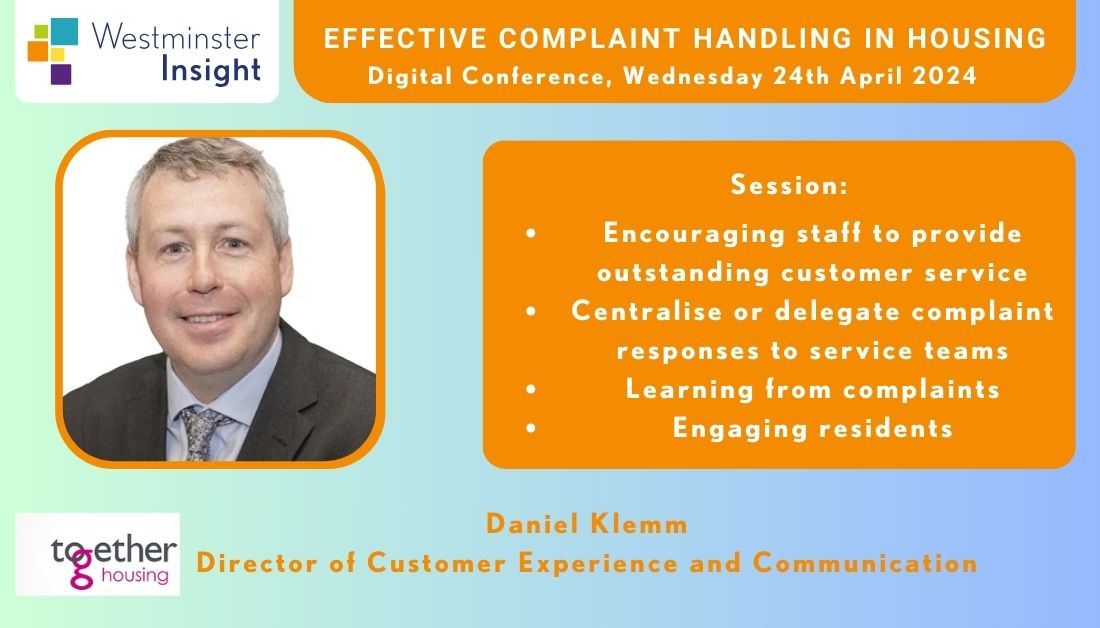 Catch our Director of Customer Experience & Communication, @danklemm, at the @WMinsightUK Complaint Handling in Housing Conference next week! Join online to learn more 👉 ow.ly/YNrm50Rg3Lv #HousingComplaintsWM