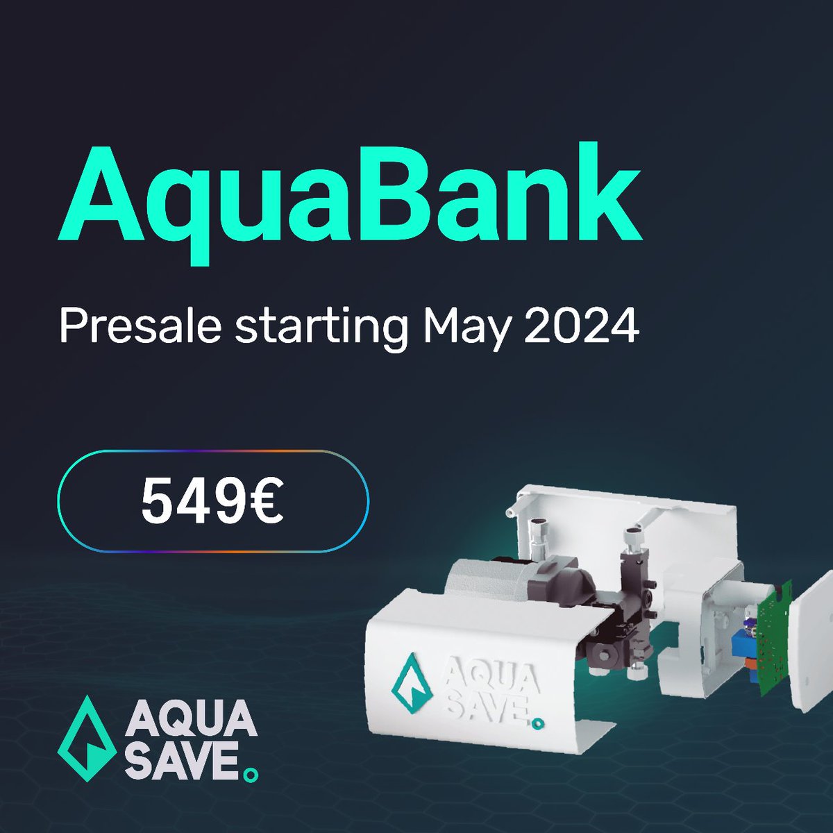 🌊 Exciting news! Our AquaBank is launching soon, with pre-sale kicking off in May 2024. Secure your spot at a special price of 549€. Subscribe to the whitelist on our website to be the first to lay a hand on one of our Aquabanks. Don't miss this exclusive opportunity! 💧