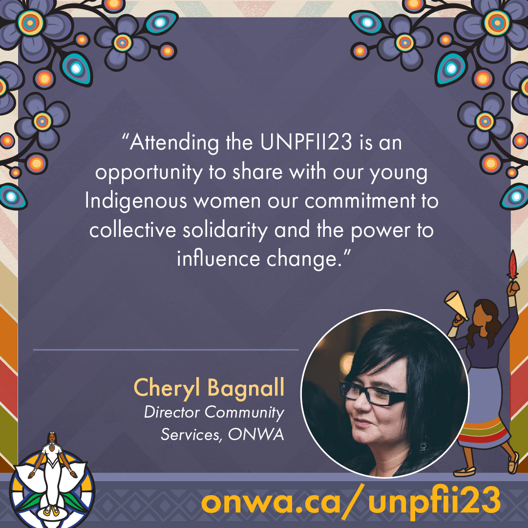 _ONWA_'s tweet image. 🌟 Empowering Change 🌟 ONWA Director of Community Services, Cheryl Bagnall emphasizes how attending UNPFII23 is an opportunity to share commitment to collective solidarity and the power to influence change.

🌐Read More at: onwa.ca/unpfii23 

#AmplifyVoices #UNPFII23