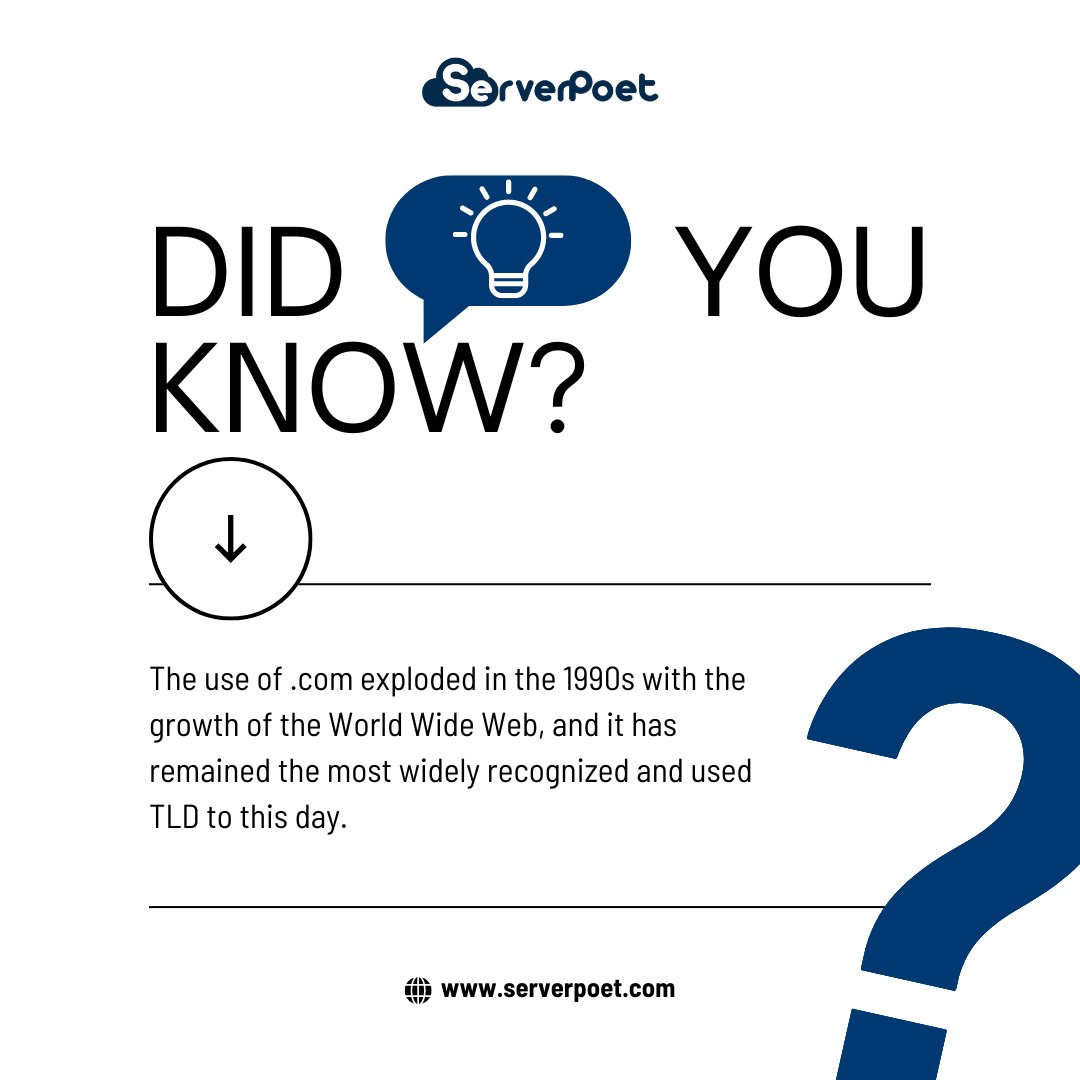 ServerPoet's tweet image. Did you know? ServerPoet shares enlightening tech facts to spark curiosity and fuel innovation. Explore the unknown with us today! 📷📷

#DidYouKnow #DomainFacts #webhosting #servermanagement #website #pratapnagar #jaipur