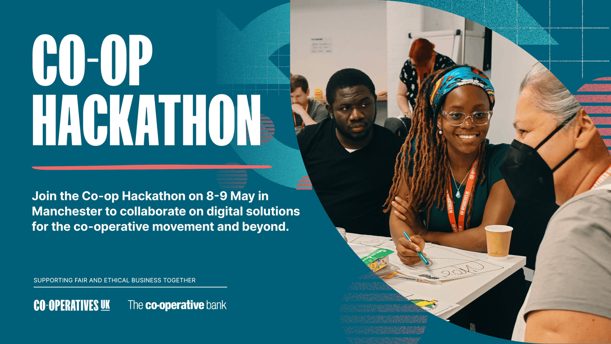 The Co-op Hackathon is back! Taking place 8-9 May in Manchester, sign up to develop tech solutions to boost the co-op movement – and beyond! Get involved ➡️ bit.ly/3VzJ0Ep This @cooperativesuk event is supported by @cooperativebank, in collaboration with @McrSchArt