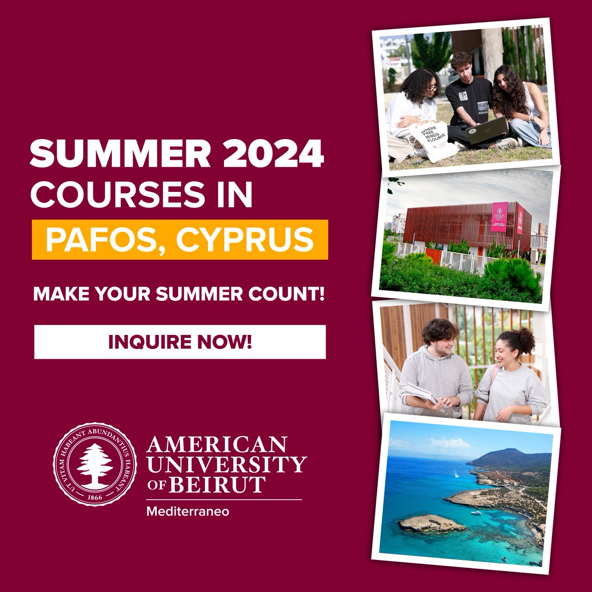 Calling all @AUB_Lebanon students! Register for summer courses at our new campus in Pafos, Cyprus, and spend your summer in this beautiful and culturally rich city. Fuel your intellectual curiosity while exploring a UNESCO World Heritage City. Accommodation available.…