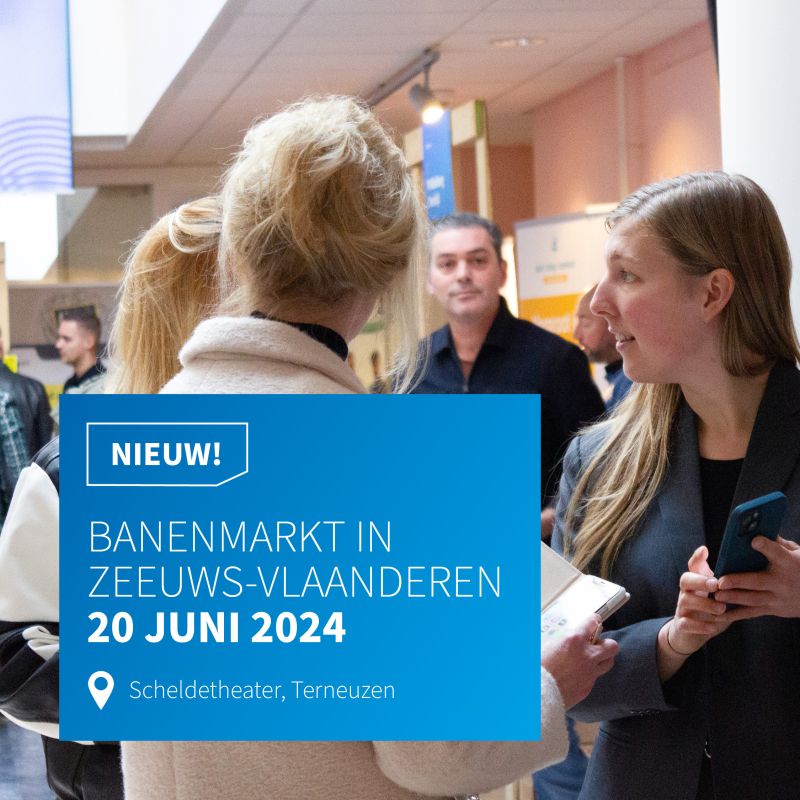 Op 20 juni 2024 vindt de 9e editie plaats van de Banenmarkt 'Werken in Zeeland' Zeeuws-Vlaanderen. Locatie: Scheldetheater Terneuzen. Interesse om deel te nemen als bedrijf? Meld je aan bit.ly/3xI0eFp. Of kijk op de website: banenmarktzeeland.nl voor meer informatie