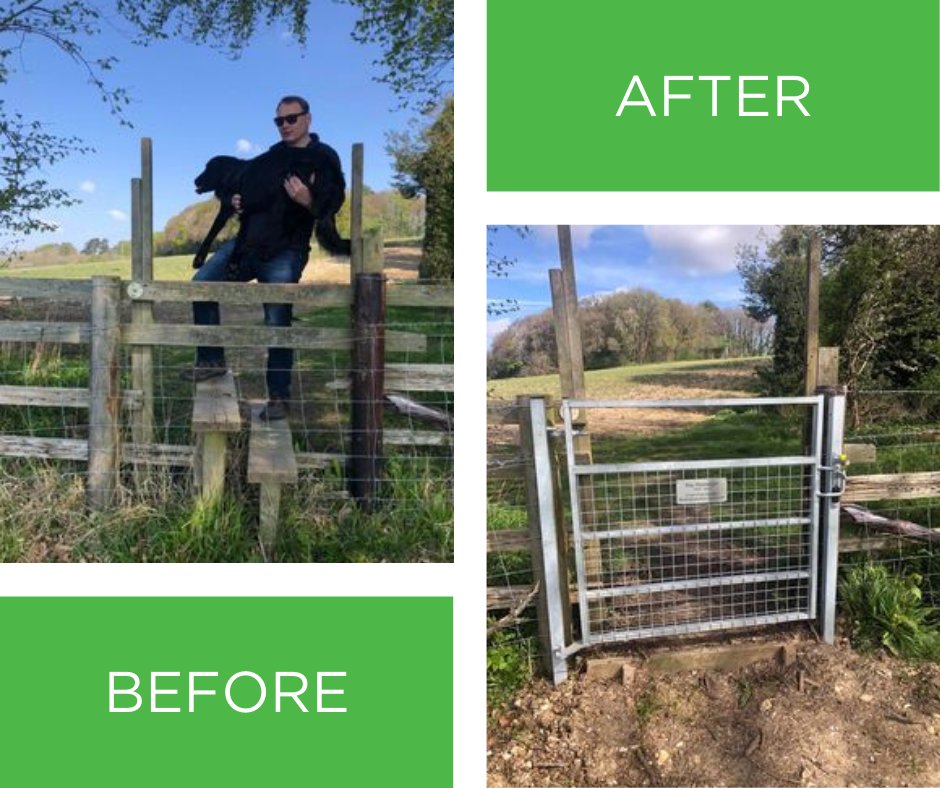 The difference a gate can make! A supporter thanked us as they can now enjoy walking their dog, stile free in Great Missenden. It's our hardworking volunteers who not only install the gates but also work with land owners and trusts to plan the replacement of stiles.