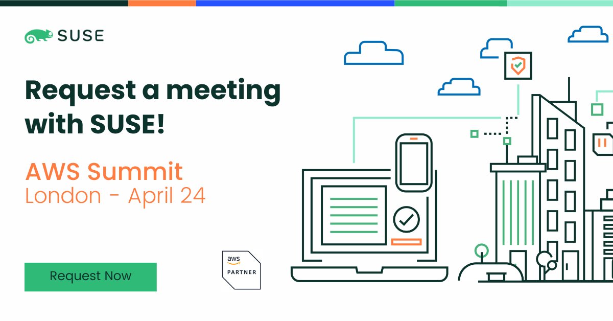 📣Attending #AWSSummit in London? Meet @SUSE at booth #B40 to learn all about our #cloudnative #k8s management solutions on #AmazonEKS. Join the session on 'Securing Amazon EKS workloads: Your 15-minute guide' with David Johnston.
🔗Request a meeting here: okt.to/ubTzse