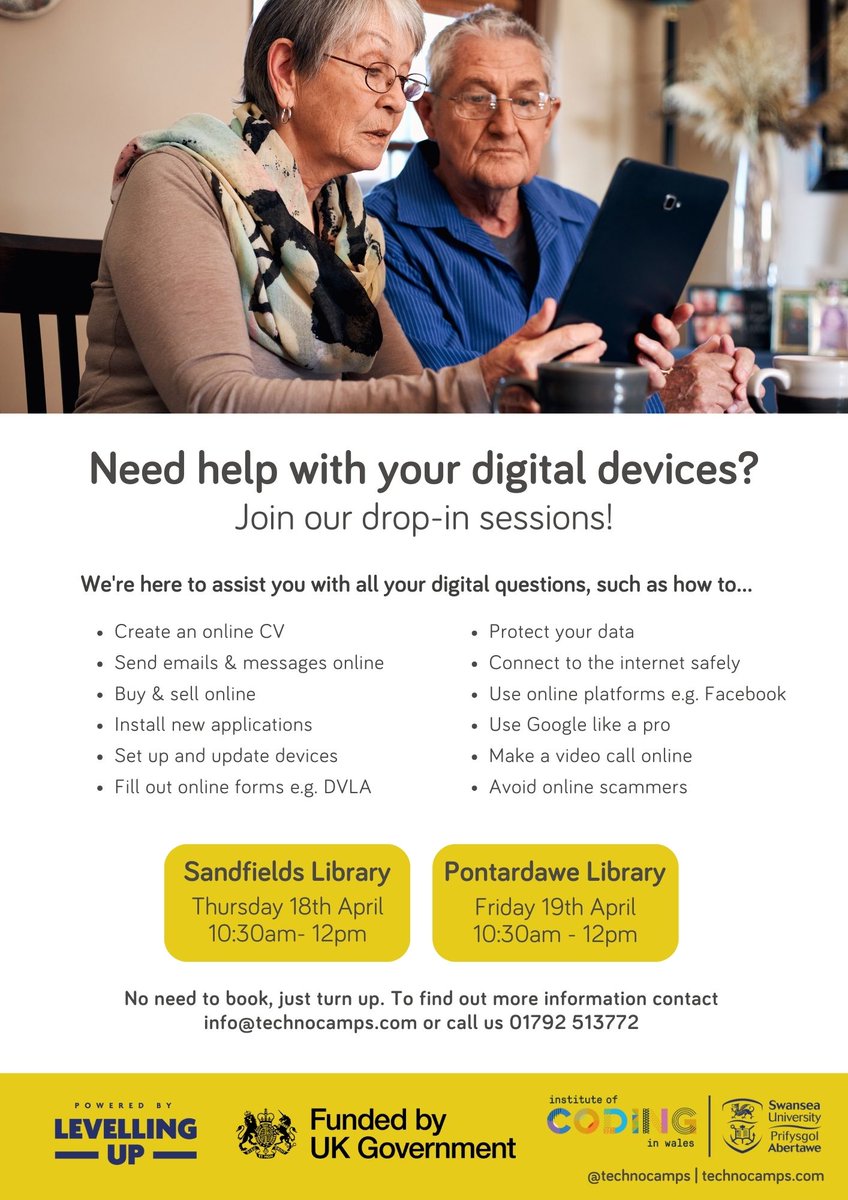 Want to learn how to make a video call? 📱 Our drop-in sessions are here to help! Sandfields Library 📅Thurs 18th April ⏰10:30am - 12pm 🔗ow.ly/Y7ro50Ri0HQ @pontylibrary 📅Fri 19th April ⏰10:30am - 12pm 🔗ow.ly/gC4p50Ri0HR @SwanseaUni @NPTLibraries @NPTCouncil