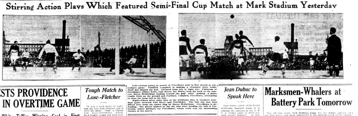MarksmenHistory's tweet photo. 1/3- OTD in 1927, the Fall River Marksmen defeated Providence 3-2. 8,250 were present at Mark's Stadium to watch the Eastern Semi-Final of the US Open Cup. The match was heavily contested and bitter between the local rivals. The game ended 2-2 and required 30m of overtime. https://t.co/iXsO7giZOm