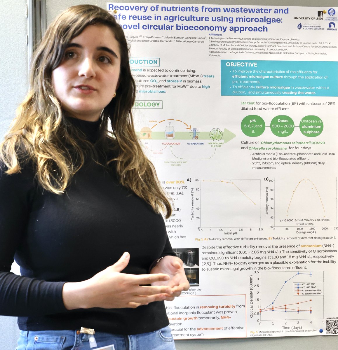 Poster presentations from the PGR-led Research Conference. @UniversityLeeds @LeedsUniEng @Arch_Urbanism Ana Laura Silva-Galvez - Recovery of nutrients from wastewater and safe reuse in agriculture using microalgea: A novel circular bioeconomy approach.