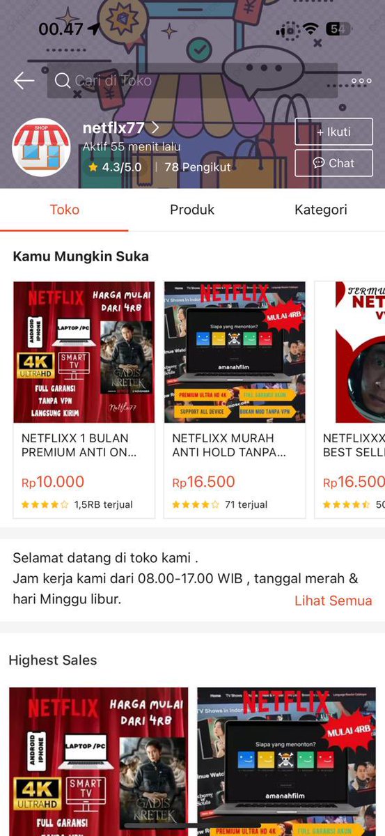 aleluven's tweet image. [ help rt ]

‼️ SPILL SELLER SHOPEE TUKANG RESELL AKUN NETFLIX 

buat fh, reseller dan cust tolong lebih waspada sama toko ini supaya akun kalian ga di resell dan ga ditipu

#zonauang