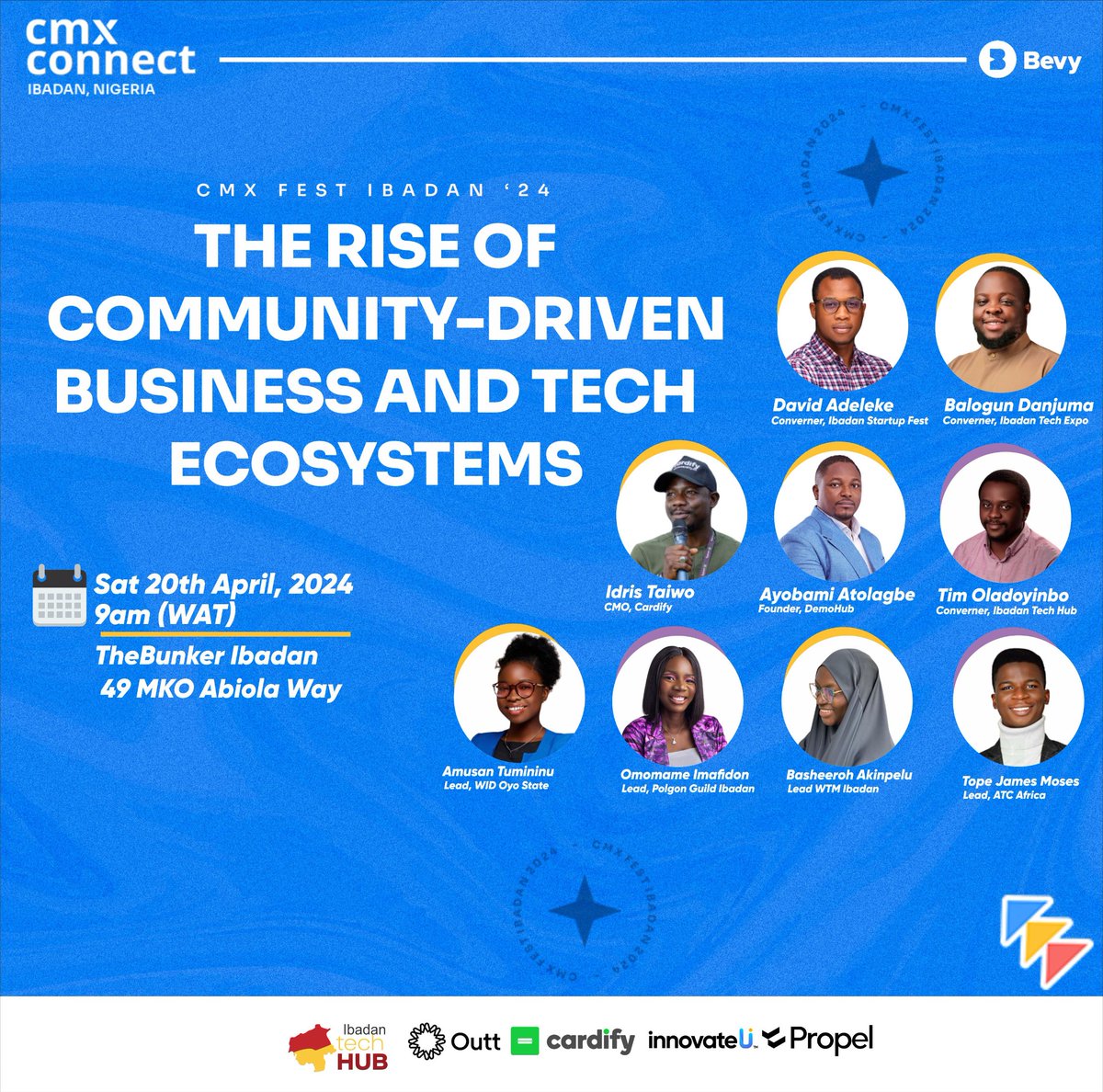 The CMX Festival Ibadan is here! Join us this Saturday as we discussed The Rise of Community Driven Business and Tech Ecosystems #CMXFestival #CommunityBuilding #Business #Ibadan
