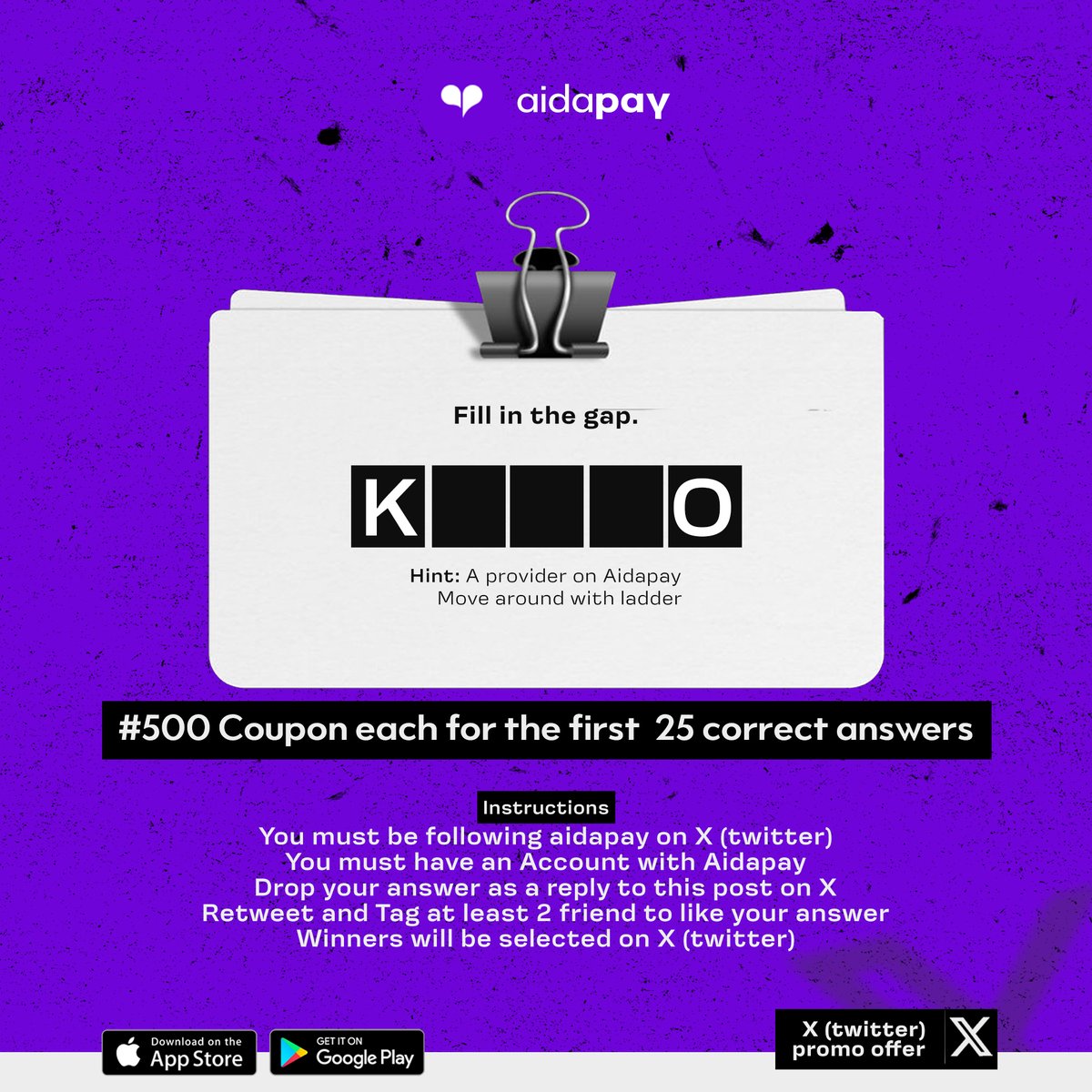 aidapay's tweet photo. Alert!!!
Engage with us in a trivia challenge and be among the first 25 to secure exclusive coupons! 
Here's the protocol: Give this post a like, follow this account, drop your answer and tag at least two friends to like your reply. 
Please ensure you're a registered user of Aidapay to qualify. Winners will be announced by Friday, 12 noon. 
Get ready to showcase your knowledge and reap the rewards! 

#TriviaChallenge #ExclusiveCoupons #AidapayCommunity #getpaidwithaidapay #256gb #gilmore #korra