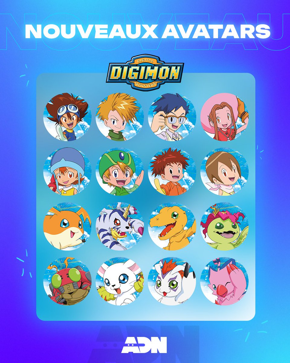 Faites Digivolver votre profil ADN avec ces 16 avatars Digimon ! 🦖 De quoi se mettre dans l’ambiance pour notre watch party Digimon de ce soir 👀 Rendez-vous à 20h sur notre chaîne Twitch, soyez en forme ! 📺 twitch.tv/adnanime
