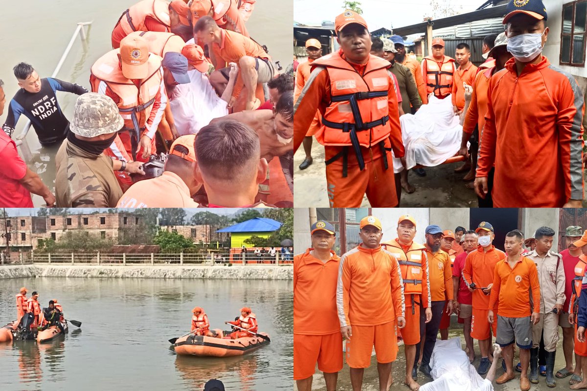 #12NDRF Rescuers conducted #DROWNING #search ops and retrieved body of one person at Luwangshangbam, Awang Leikai, District- #Imphal East, #Manipur.