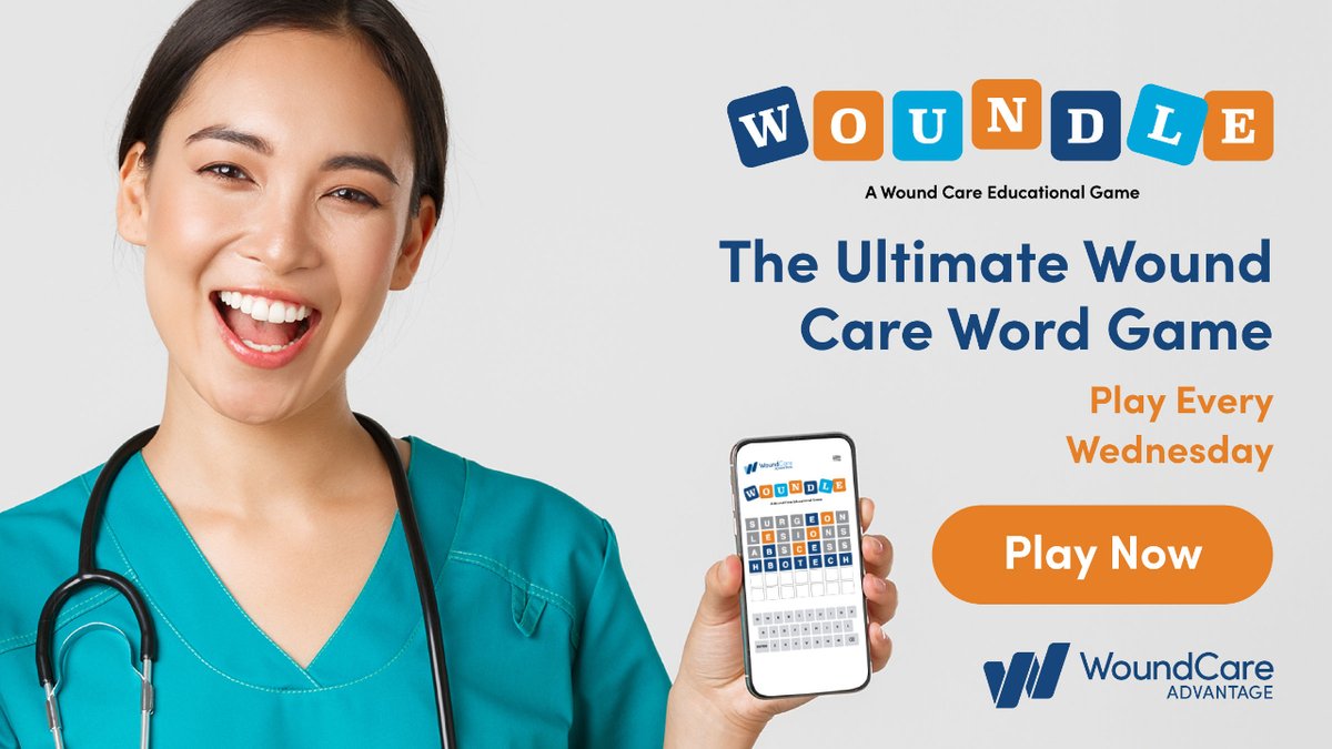 Turn hump day into Woundle Wednesday.

Play Now ✏️ tinyurl.com/3vd5wmya

#Woundle #WoundleWednesday #WoundCare #WoundCareEducation #WordGame #WoundHealing #Nursing #Nurse #NursesOfTwitter #WoundCareNurse #Education #Crossword #Healthcare #Hospital #WoundCareAdvantage #WCA