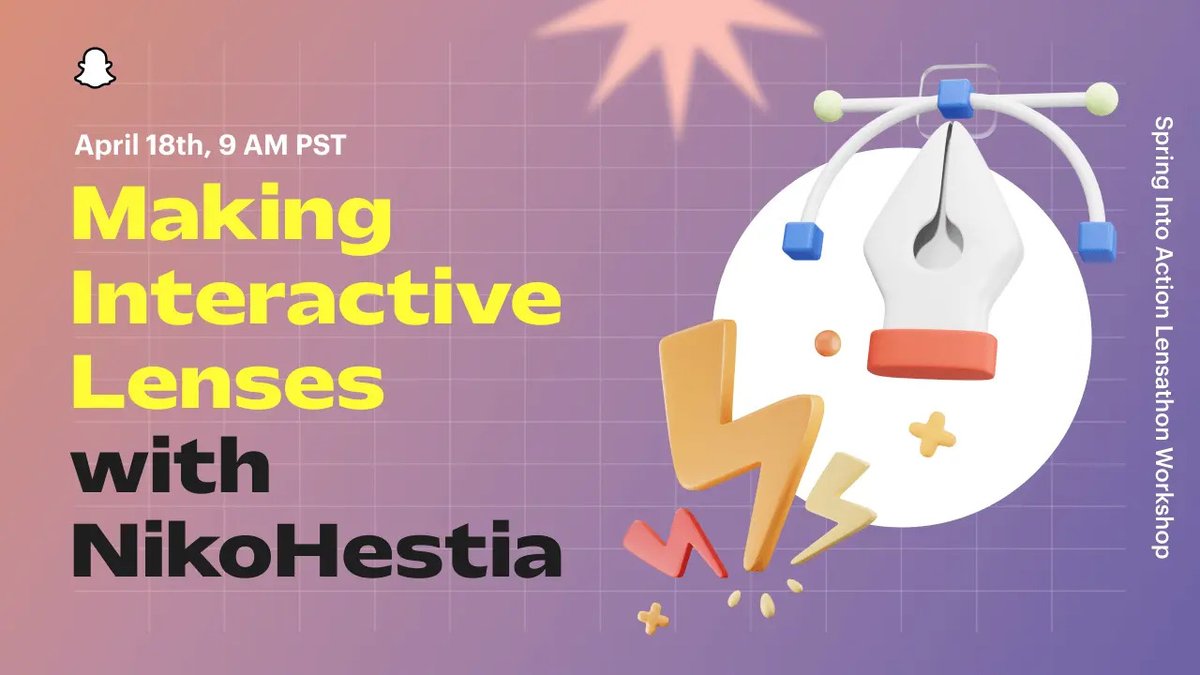 Friendly reminder: it’s time to learn from the experts! 🧑‍🎓 Join @lady_hestia Workshop and discover the secrets of creating the most engaging Interactive AR Lenses. 🤖Right in to participate in @SnapAR x Lenslist Spring Into Action Lensathon! 😉 🗓️ Save the date: Tomorrow, April…