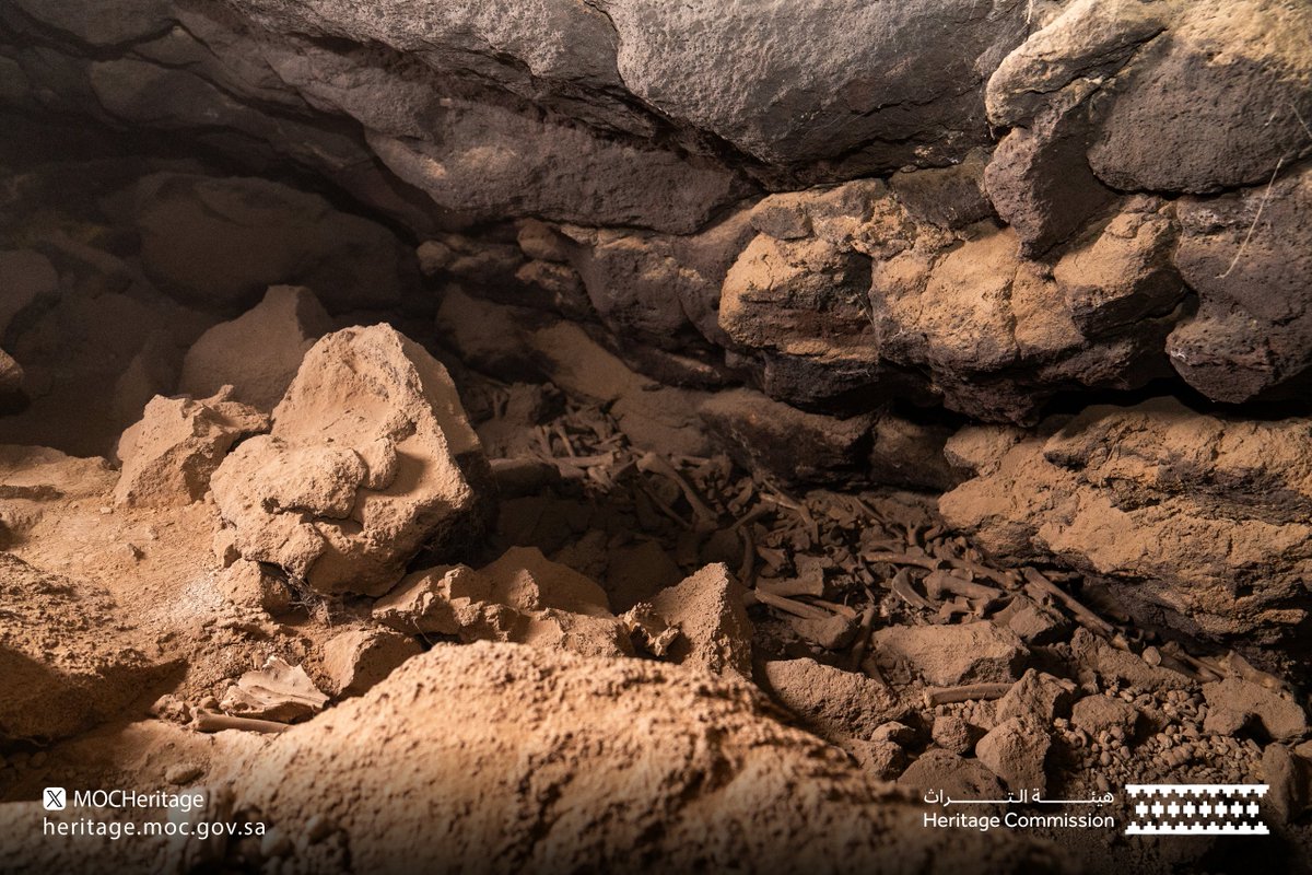 Part of the scientific mission of #SaudiHeritageCommission in Umm Jirsan cave, in Al-Madinah region.