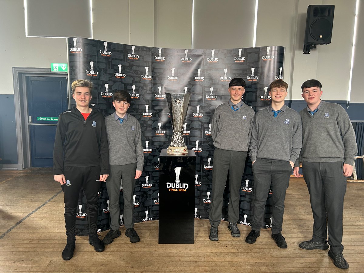 Many thanks to UEFA for bringing in the Europa League trophy today. The final will be played in our neighbours @avivastadium on Wednesday May 22nd🏆⚽️