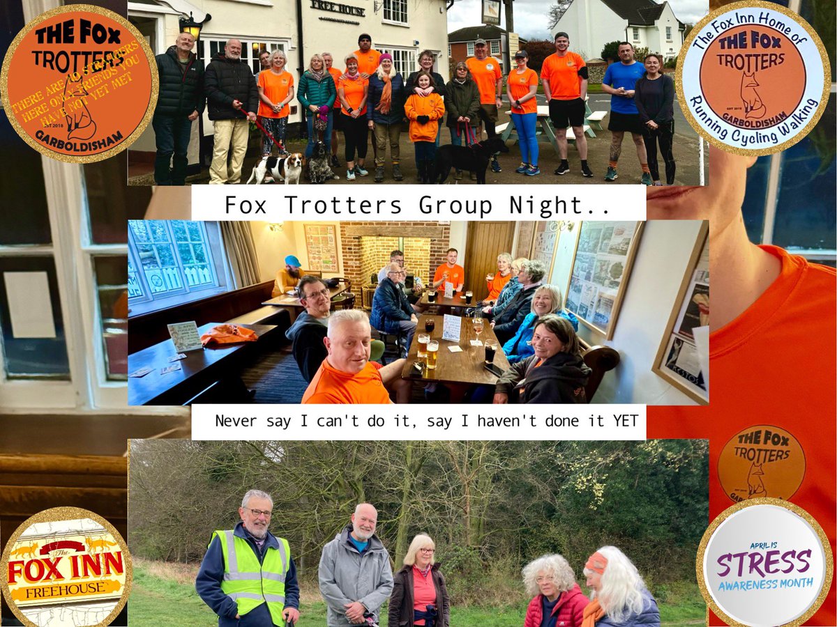 foxtrotters1066's tweet photo. April is #StressAwarenessMonth ..
Wednesday’s group night @6pm @FoxGarboldisham all welcome #runners #walkers #drinkers finish @Fox for drink &amp; chat #runwalktalk or just pop in for chat &amp; drink. #LittleByLittle #stress @GPOstores @UKRunChat @QuitTheSitting @freeweeklytimed https://t.co/J1sXAmrlYl
