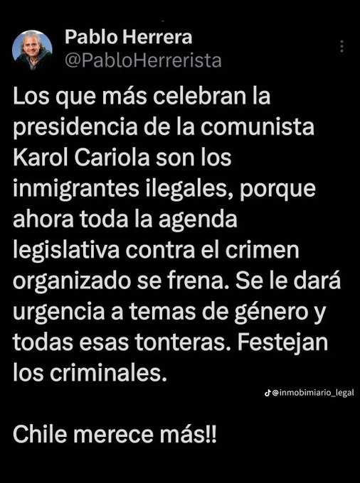 Me declaro un Herrerista absoluto.. 100% Apoyo a la Censura presentada por Republicanos contra la Comunista Cariola.