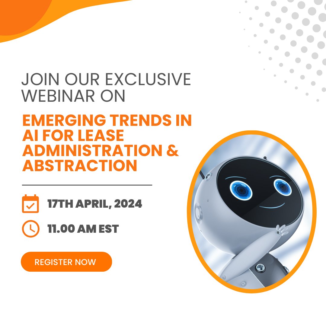 Explore the frontier of AI in lease management with us! Join our webinar today at 11:00 AM EST to uncover emerging trends and future opportunities. Don't miss out!\nhttps://streamyard.com/watch/pQNJ6BY74sX4\n\n#LeaseAbstraction #LeaseAdministration