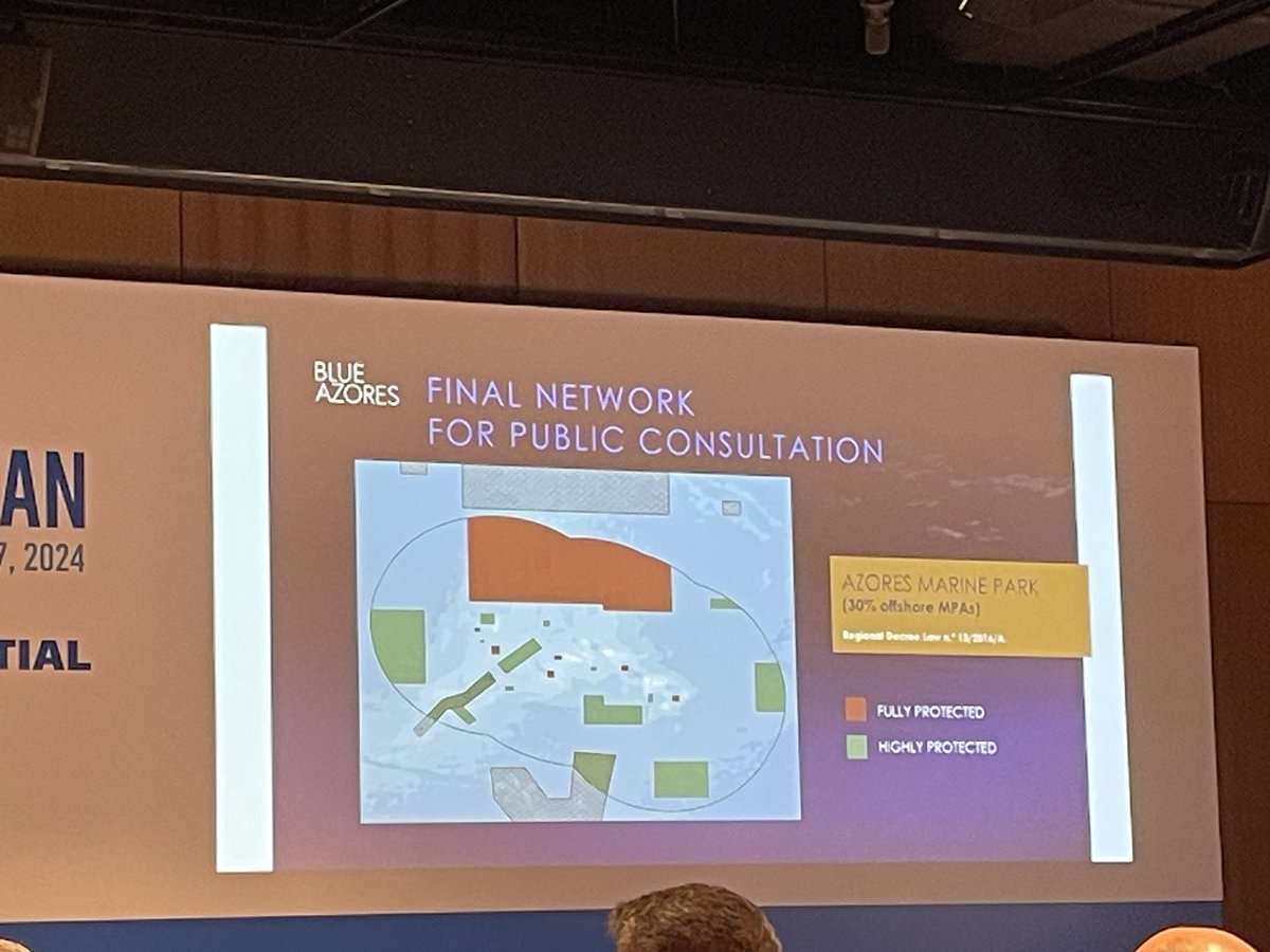 Inspiring to hear @OceanoAzulF speak about how the Azores will be protecting 30% of their waters with highly and fully protected Marine Protected Areas starting now. 2/3rds of the network designed by fisheries stakeholders via the engagement process. #FairSeas #OurOcean2024