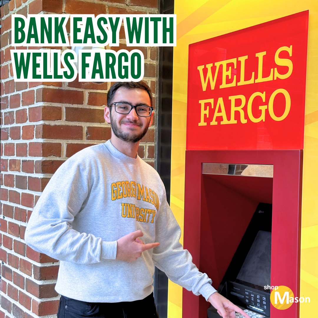 Bank like a pro when you link your Mason Affinity Debit Card to your Wells Fargo account! Enjoy campus-wide benefits, including free ATMs and more. Visit the link in our bio to get started. 💰

#shopMason #MasonNation #GMU #GeorgeMasonUniversity