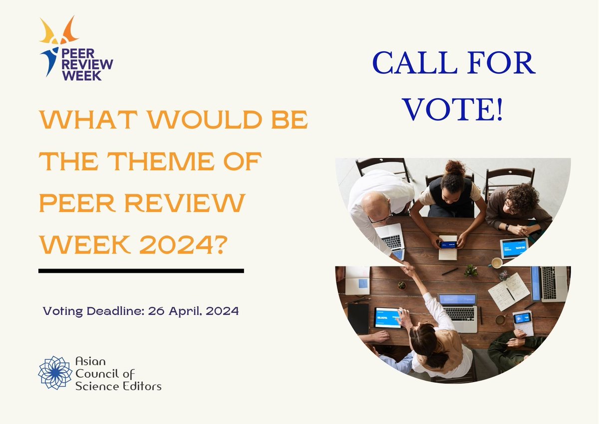 the_acse's tweet photo. Take the Survey and Cast your Vote! As one of the steering committee members of #Peer_Review_Week, we are inviting the global research community to participate in the #PRW theme #survey to vote for the theme that resonates most with them.
Link to Survey: https://t.co/dKgs0wQRd5 https://t.co/UMvj58ZlP2