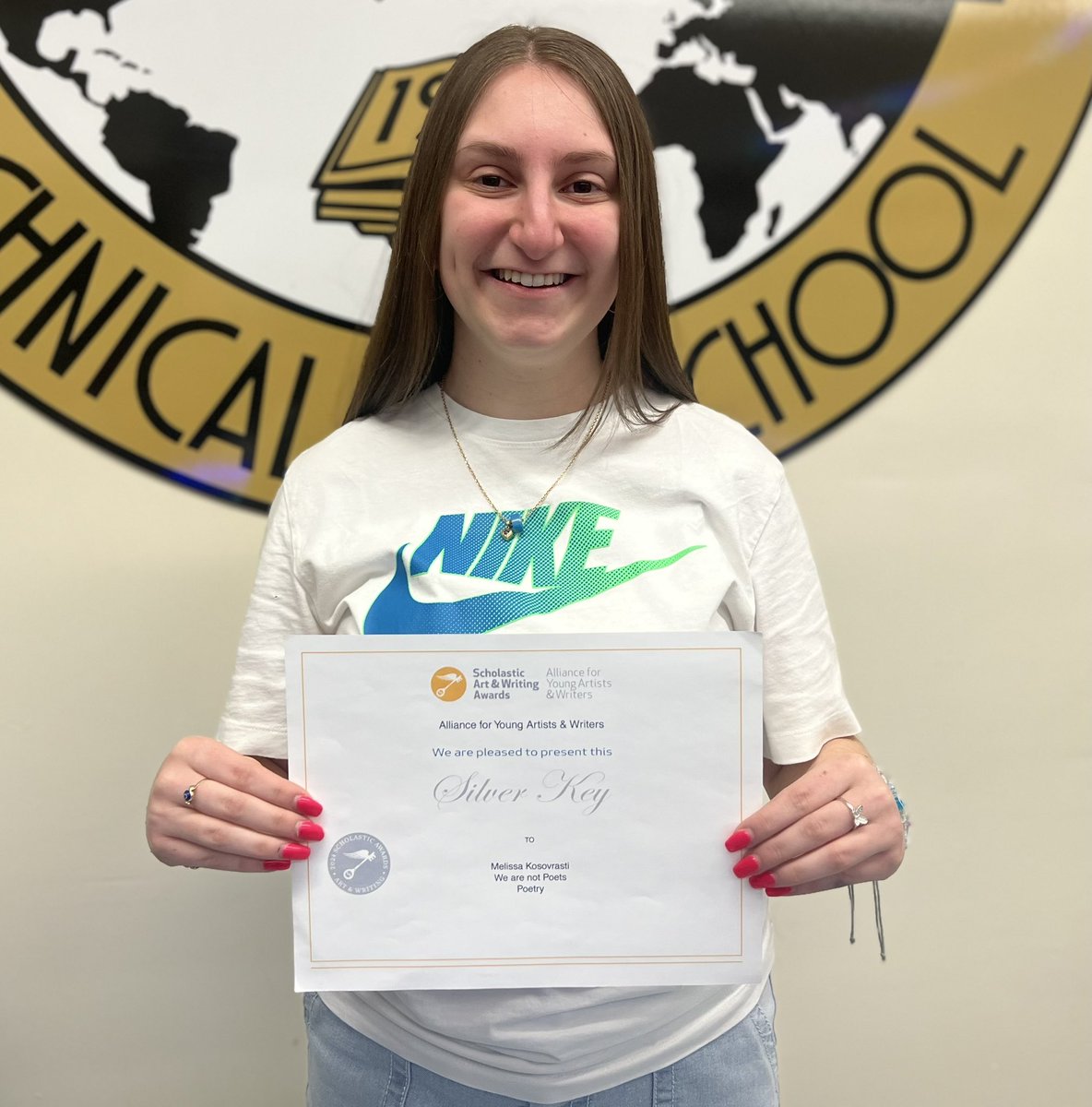 Congratulations to @SITech_HS student, Melissa Kosovrasti, on winning a Scholastic @artandwriting Alliance for Young Artists & Writers #SilverKey Award for her poem, “We are not Poets.” @CSD31SI @ArtsEd_SI_BKS