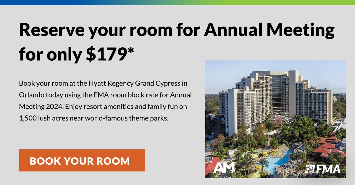 The 2024 FMA Annual Meeting will be here before you know it! Room blocks sell out quickly so register and book your room today. Earn 13 CME credits in person, enjoy our Good Government Luncheon, 148th President's Installation, and more! buff.ly/4c2a0lK