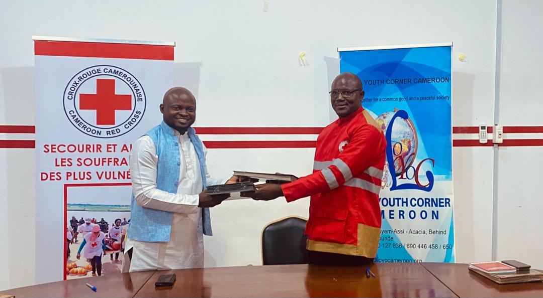 loyocameroon's tweet photo. Today our Executive Director @achaleke1 signed an MoU with the Cameroon Red Cross @CroixRougeCam with a focus on achieving peace &amp; prosperity via strengthening the peace, humanitarian &amp; development nexus. Looking forward to our joint Impact. Thankful to @AdeshTripathee
&amp; @ifrc https://t.co/QrSbnq6vl6