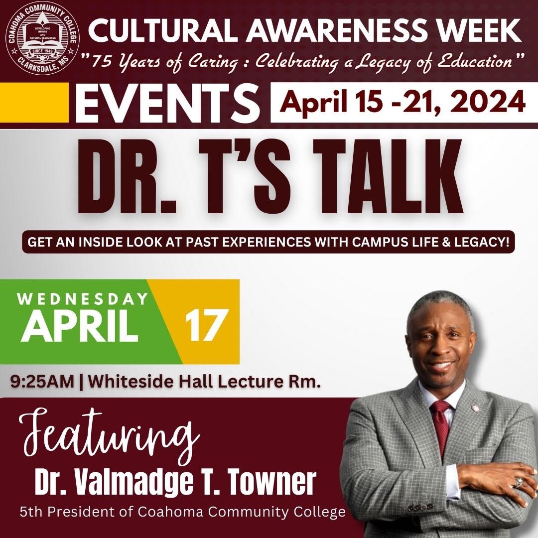 #HappeningToday Cultural Awareness Week Event: Dr. T’s Talk | 🗓️ Wednesday, April 17, 2024 | #CoahomaProud