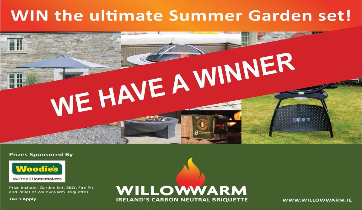 The winner of our ULTIMATE summer garden set competition at @FairyhouseRacecourse Easter Festival is Diane Dungan!

Congratulations! Please DM us.

Thanks to prize sponsors <a href="/WoodiesIreland/">Woodie's</a>. 

#Briquettes #CarbonNeutral #EnvironmentallyFriendly #Sustainability #GuaranteedIrish