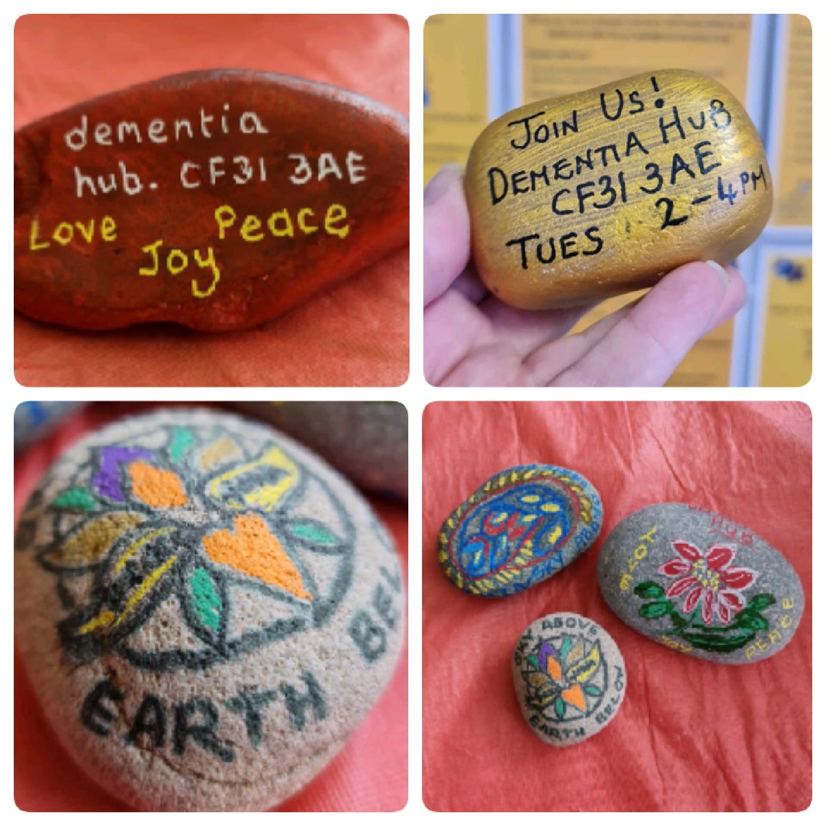 🪨🎸DEMENTIA HUB ROCKS🎸🪨 Our dementia hubs have been busy painting rocks to promote our fantastic wellbeing groups held around the Bridgend Borough.If you find one,please take a photo & send it to us to bdh@mhmwales.org.Then hide it again for someone else to find & enjoy!