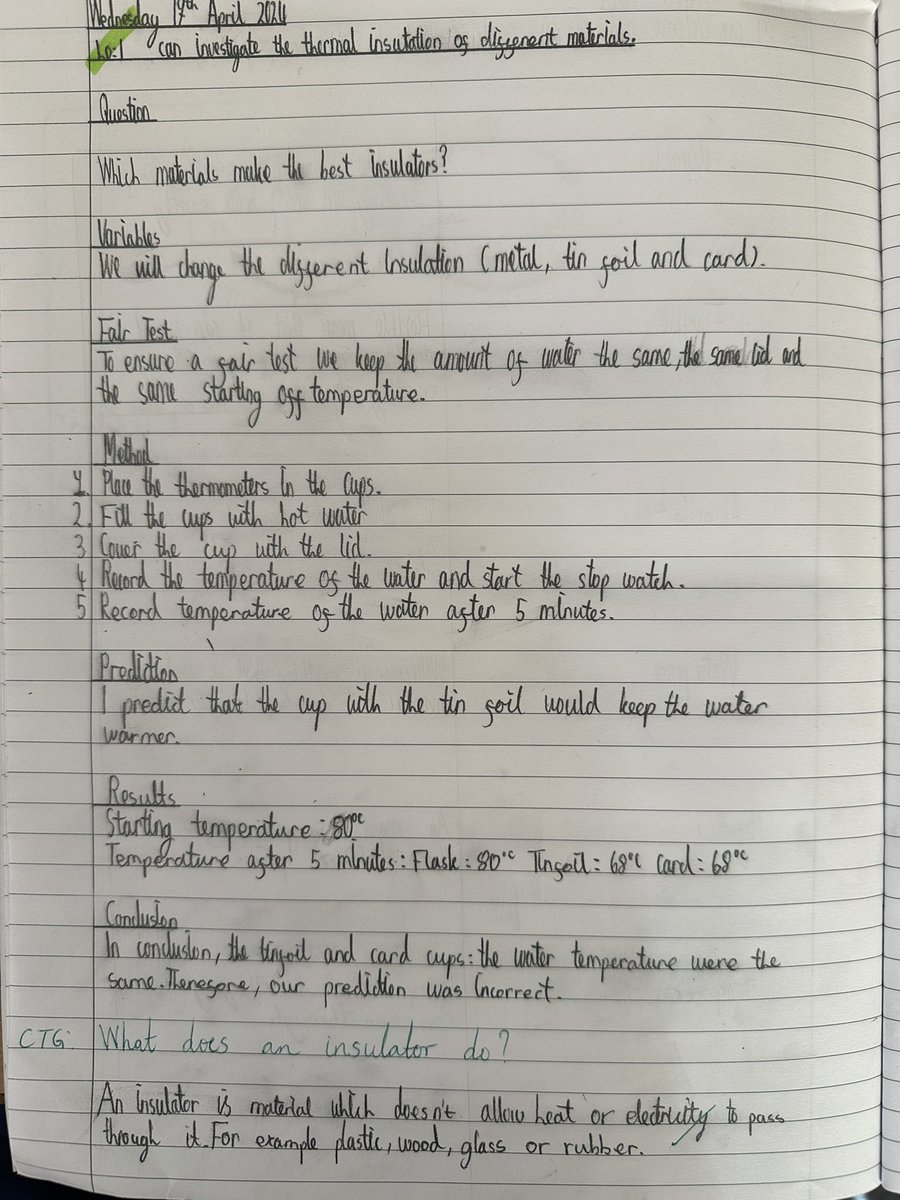year_holy's tweet photo. Today's Year 5 science investigation: 'Which materials make the best insulators?' 🧪🌡️ Our initial prediction was off, but we discovered something intriguing and peculiar! #ScienceInvestigation #Insulation #Sciencehfb10 https://t.co/7dmJLhNuSf