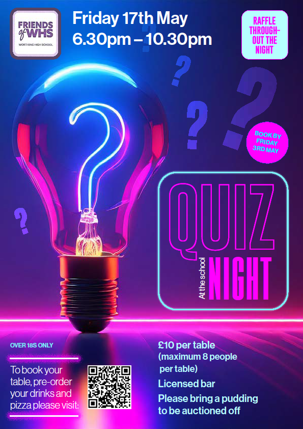 LAST FEW TABLES REMAINING- Friday 17th May Quiz Night To book a table before the event is sold out please register here forms.gle/5GW39HgA7Ca67b… by Friday 3rd May.