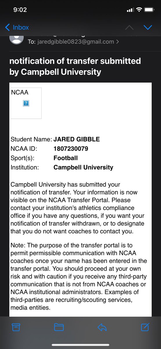 jaredgibble's tweet image. Thank you to the Campbell community, coaches, and teammates for the support and opportunities these past few years. I am officially in the transfer portal as a graduate transfer.