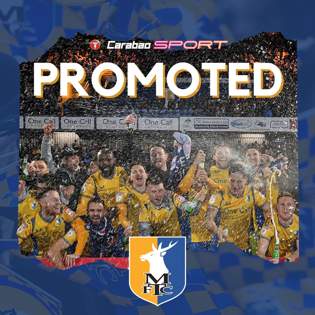 🦌| Congratulations to our partners @mansfieldtownfc on securing promotion!💙💛 #CarabaoSPORT