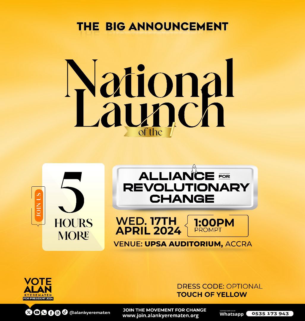 otabil__'s tweet photo. Alan Kyerematen and the Alliance for Revolutionary Change: a partnership for progress, prosperity, and a better Ghana. #GhanaWillRiseAgain #AllianceForRevolutionaryChange #TheBigAnnouncement https://t.co/NLXYwR8V4w