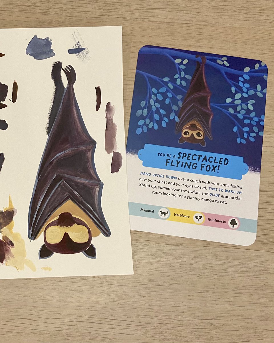 From painting to final product! Happy Bat Appreciation Day! 🦇 #BatAppreciationDay From (guess my animal game published by @StoreyPub)