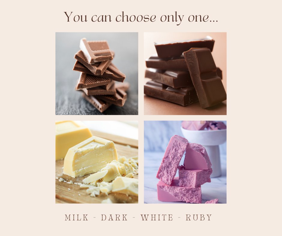 Which one would you choose? They're all so yummy it's to hard to choose!!

Who's tried Ruby chocolate before?

#content #socialmedia #socialmediamarketing #chocolate #whichwouldyouchoose #kickstarterscheme