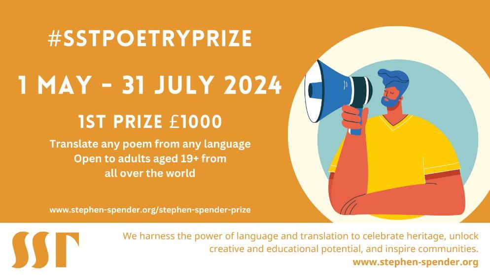 Calling all budding poets! Translate ANY poem from ANY language with the #SSTPoetryPrize2024, and win publication and cash prizes! Open to adults aged 19+ from all over the world – no prior translation experience required. 
Full details: buff.ly/4aCgR4a