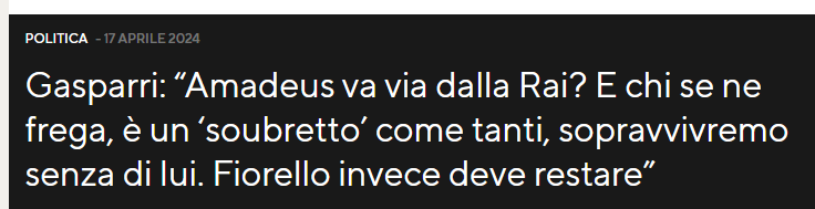 Fiorello deve restare, capito? Io, se facessi televisione in questo periodo, mi sentirei a disagio a non ricevere mai una parola fuori posto da questo caravanserraglio al potere.