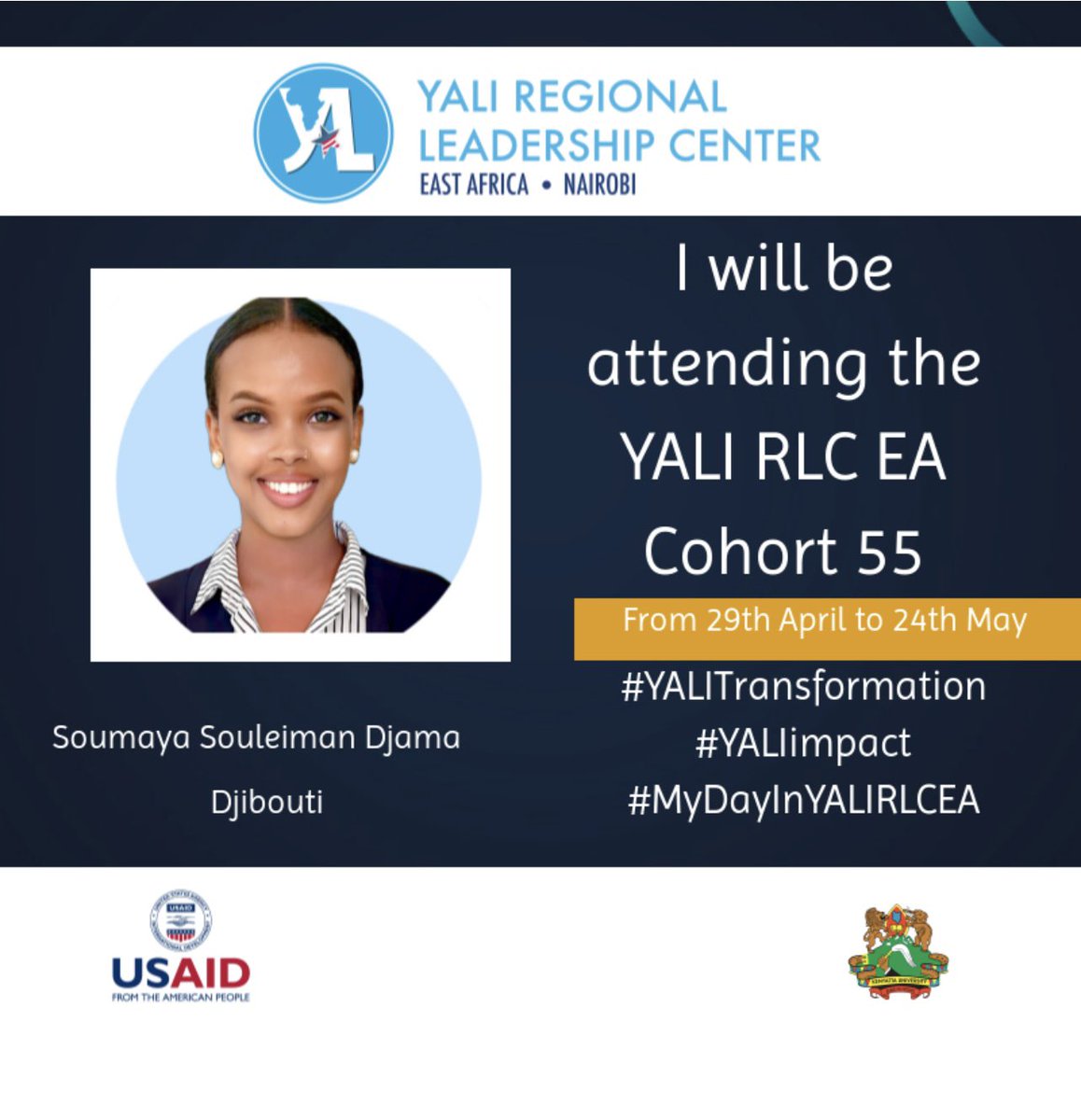 I am incredibly excited to be a part of the YALI Leadership Program Cohort 55. I eagerly anticipate joining this dynamic group of future thinkers and change-makers dedicated to Africa's progress.
#YALITransformations 
#YALIimpact
#MyDayInYALIRLCEA