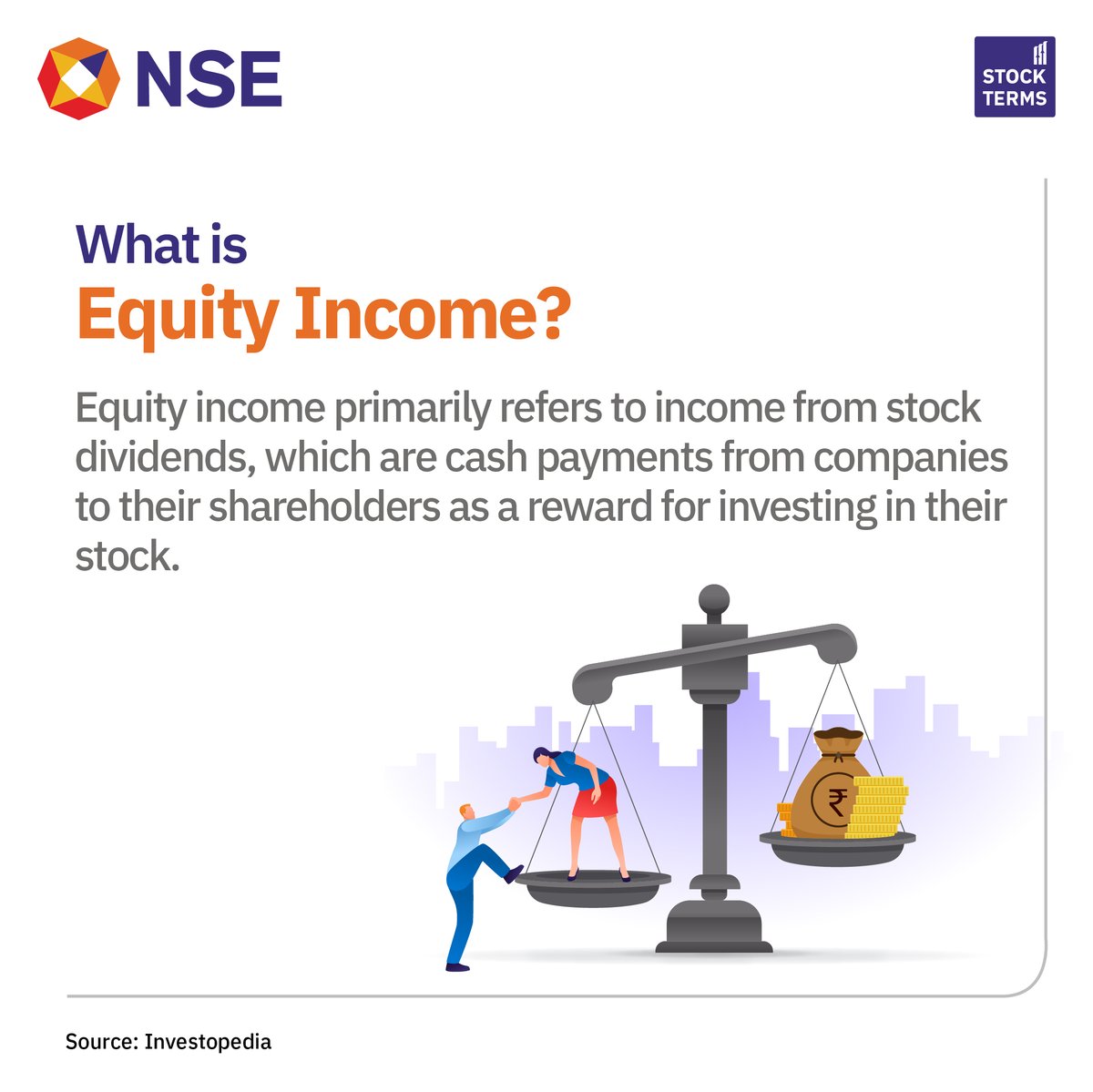 NSEIndia's tweet photo. In today's #StockTerm, let's look at what Equity Income is!
#NSE #StockMarket #ShareMarket #StockTerms #NSEIndia #InvestorEducation #EquityIncome https://t.co/otmPjK0am5