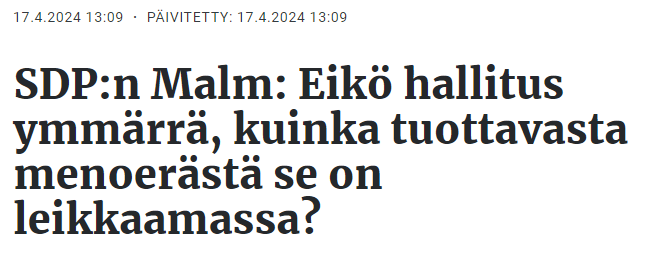 Tuottava menoerä? 🤔 Onko tämä jotain korkeampaa sosialistista talousoppia vai jopa saramolaista talousneroutta?