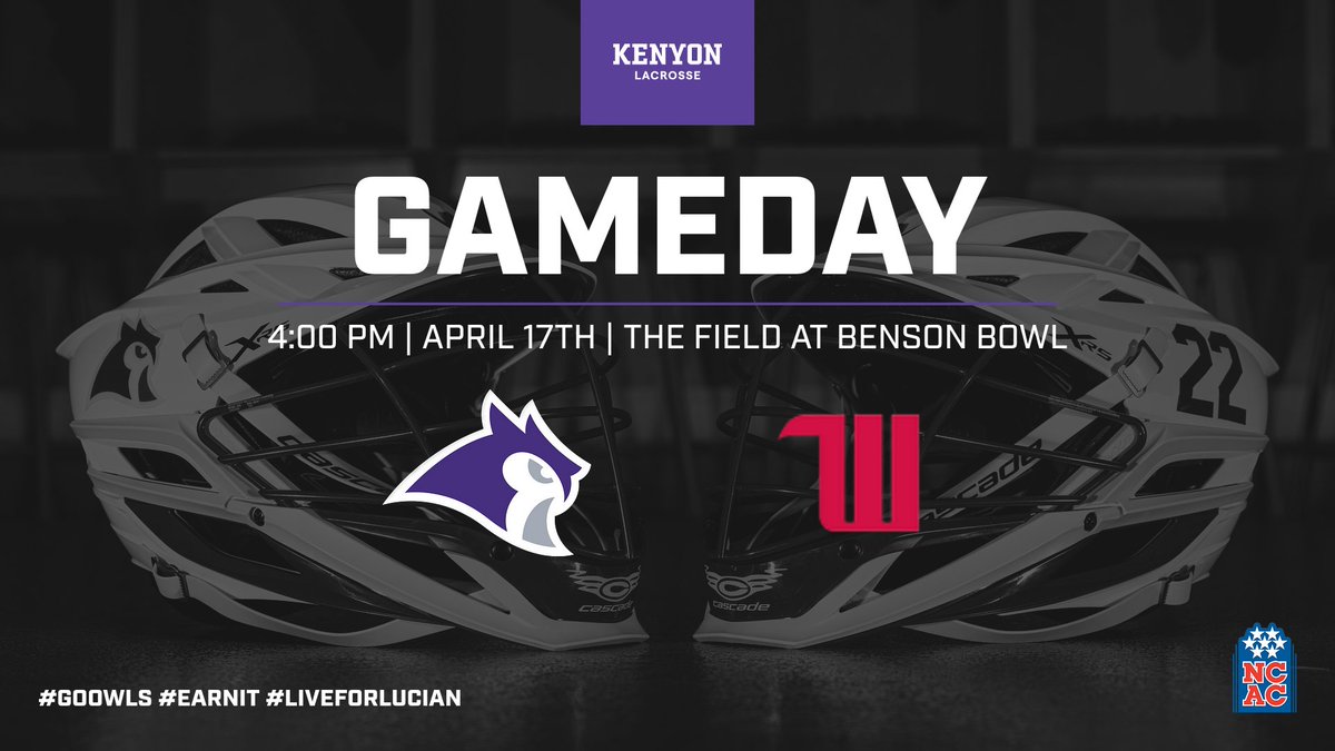 Game 14 of the 2024 Lacrosse Season! 🆚 Wittenberg University 🏟️ The Field at Benson Bowl 📍 Gambier, OH ⌚️ 4:00 PM 🔗 northcoastnetwork.com/kenyon/ 🦉 #GoOwls #EarnIt #LiveForLucian