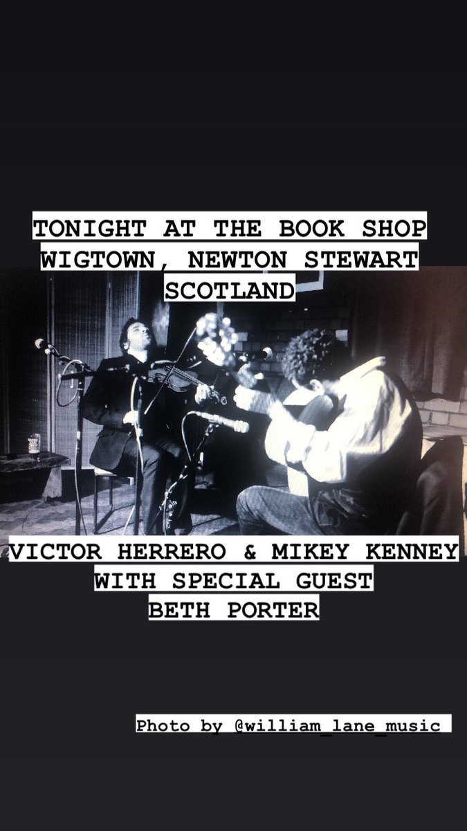 Victor Herrero and I are currently on our way to Dumfriesshire for the first of our two concerts in Scotland. Tonight we will be performing at The Book Shop in Wigtown, Newton Stewart, accompanied by Beth Porter (cello). Tickets: wegottickets.com/event/616937