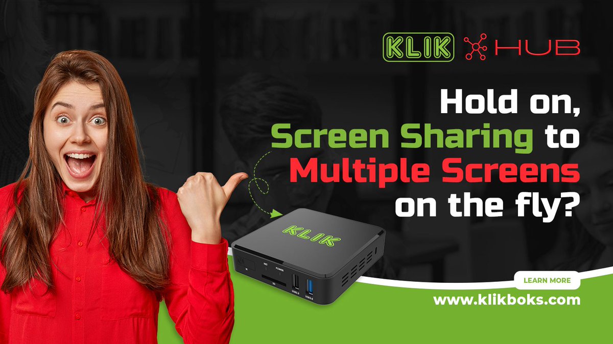 KLIK_Boks's tweet photo. A smarter way to use multiple displays.

Send any content🎥, to any display🖥️, in any combination🧩, with #KLIKBoks HUB. #avtweeps #edtech #remotelearning https://t.co/qQZu9m4yjd https://t.co/WygeVqGU8Q