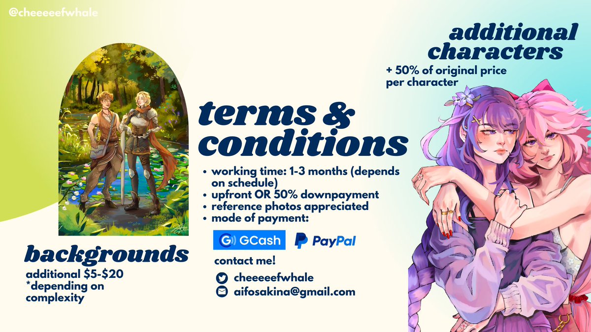 cheeeeefwhale's tweet photo. 【🌸commissions now open!🌱】 
finally got around to openly promote my commissions again, any amount of support is appreciated !!! 💘 (please help me fund my plates at uni ;w;)
-
#commissions #commissionsopen #arttwt #phartist #phart https://t.co/3fptXDk2ht